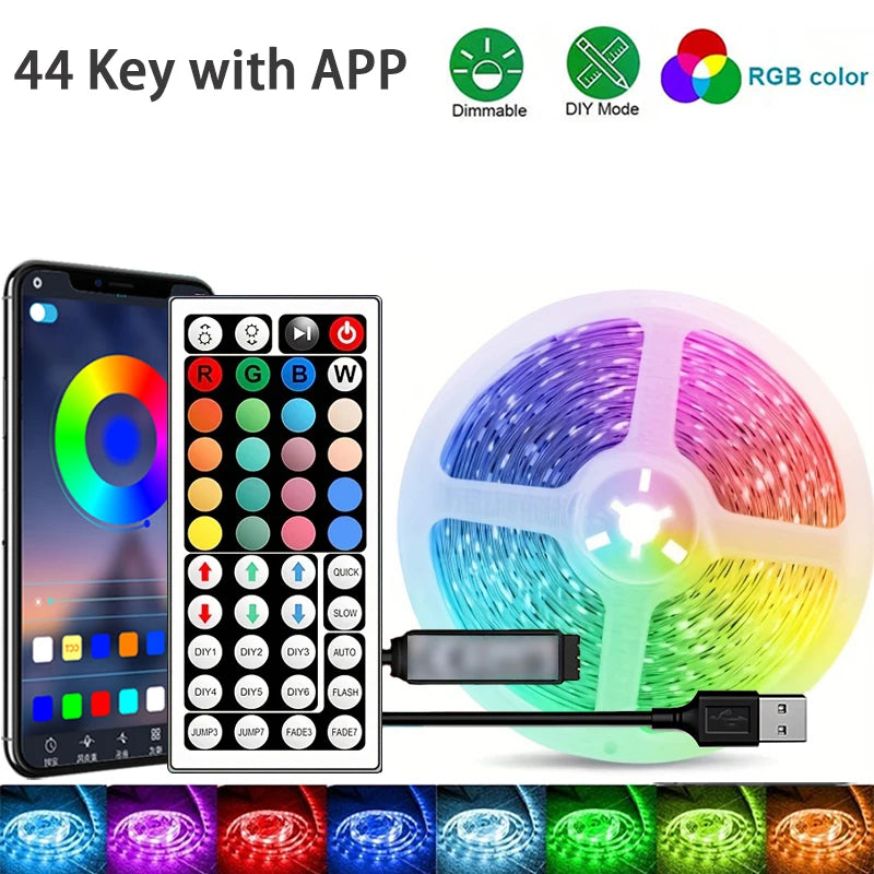 RGB Led Strip Lights 1M-40M  Led Room Light with APP Control Flexible Ribbon Luces Led Tape for Room Bedroom Decoration