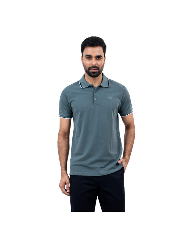 Richman Olive Color Solid Half Sleeve Polo Shirt