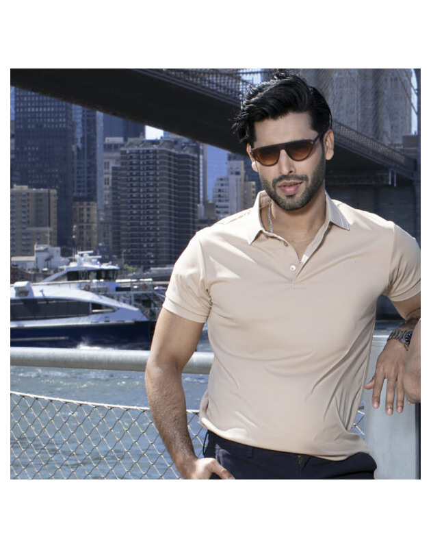 Richman Beige Color Solid Half Sleeve Polo Shirt