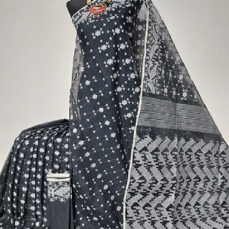 Silver-Black Jamdani Saree