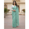 Premium Georgette Saree with Hand Embroidery Opal Color, Lace Border & Matching Blouse Piece. Factory Price - Save $26