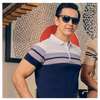 Richman White Color Stripe Half Sleeve Polo Shirt