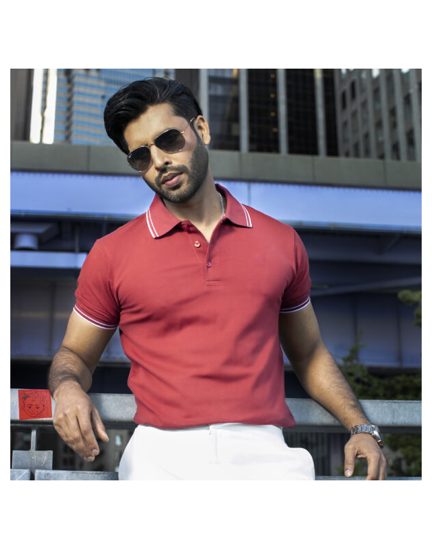 Richman Brick Color Solid Half Sleeve Polo Shirt