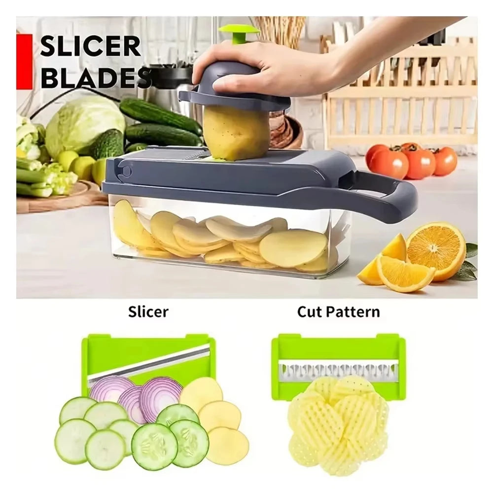 16 in 1 Multifunctional Vegetable Chopper Onion Chopper Handle Food Grate Food Chopper Kitchen tools Vegetable Slicer Dicer Cut