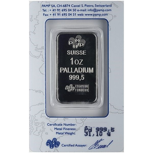 1 oz Palladium Bar – Pamp Suisse