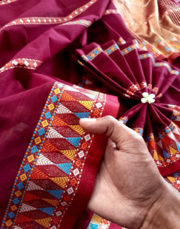 Red Tangail Saree