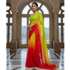 Georgette Saree – 12.5 Hands Length Salad Green With  Scarlet Color. Factory Price - Save $25