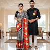 Chanderi Silk Saree with Digital Print Ash Color & Tassel – Includes Blouse Piece. Factory Price - Save $25
