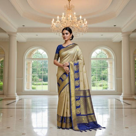 Gadwal Saree – Katan Silk Material Heathered Grey. Factory Price - Save $44