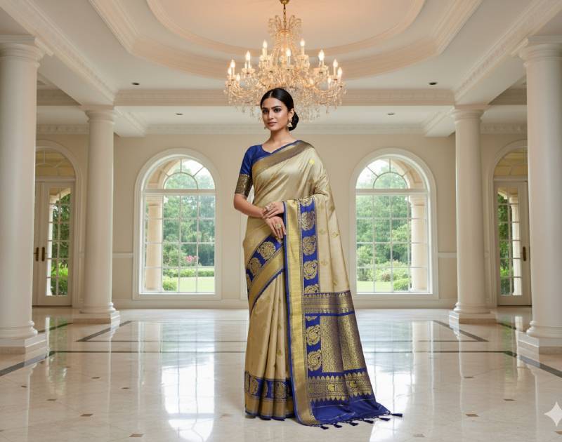 Gadwal Saree – Katan Silk Material Heathered Grey. Factory Price - Save $44