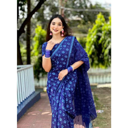 Aarong Cotton Suti Saree with Rubber Skin Print. Factory Price - Save $34