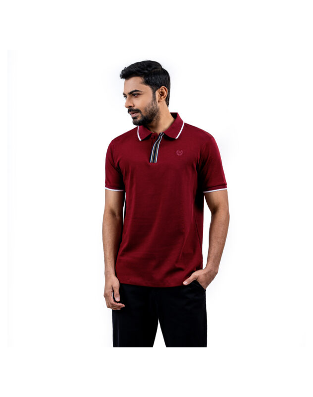 Richman Maroon Color Solid Half Sleeve Polo Shirt