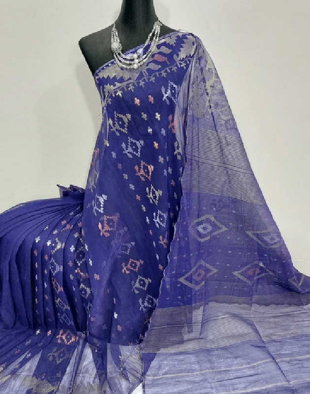 Indigo Jamdani Saree