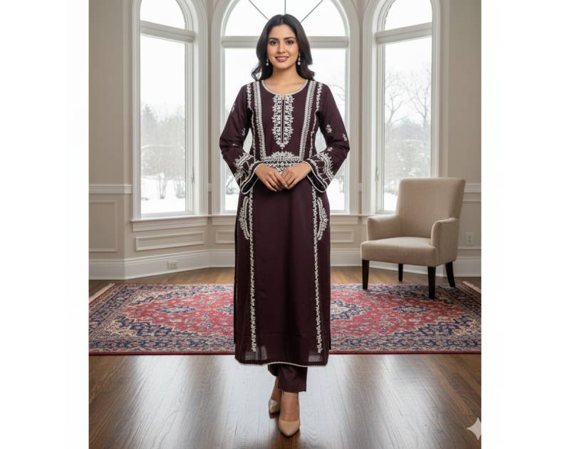 Pure Cotton Embroidery Work Aganur 1-Piece Dress. Factory Price - Save $25