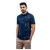 Richman Navy Color Printed Half Sleeve Polo Shirt