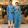 Premium Half Silk Saree Sky Blue Color | Dhupion Silk Panjabi. Factory Price - Save $20