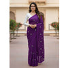 Premium Georgette Saree with Hand Embroidery Purple Jam Color, Lace Border & Matching Blouse Piece. Factory Price - Save $26