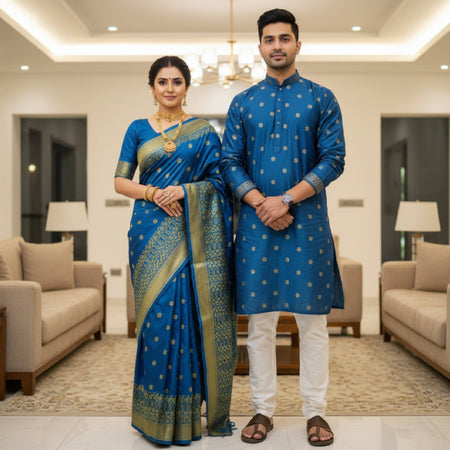 Chanderi Silk Saree with Digital Print Blue Color & Tassel – Includes Blouse Piece. Factory Price - Save $25