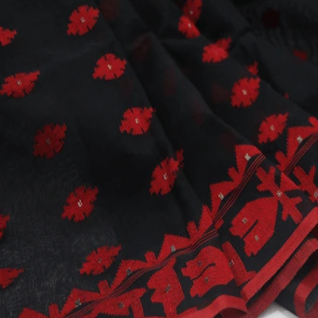 Black-Red Jamdani Saree