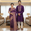 Chanderi Silk Saree with Digital Print Purple Color & Tassel – Includes Blouse Piece. Factory Price - Save $25