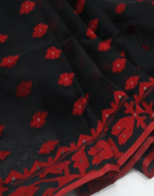 Black-Red Jamdani Saree