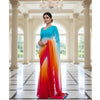 Georgette Saree – 12.5 Hands Length Sky Blue With Lipstick Red Color. Factory Price - Save $25