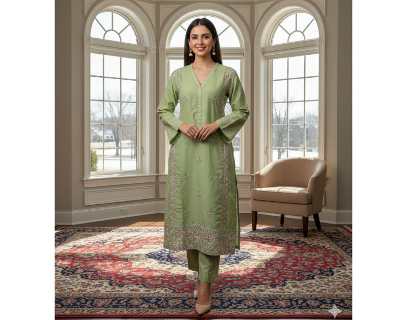 Pure Cotton Embroidery Work Aganur 1-Piece Dress. Factory Price - Save $25