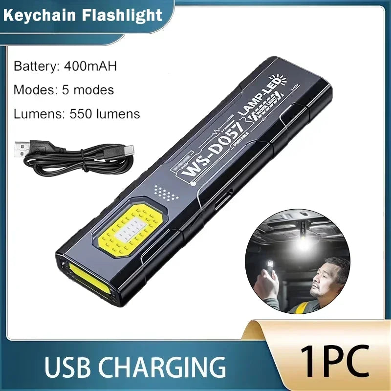 Portable COB LED Flashlight – USB Rechargeable Work Light with Magnetic Base & Hanging Lamp