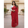 Premium Georgette Saree with Hand Embroidery Faded Red Color, Lace Border & Matching Blouse Piece. Factory Price - Save $26