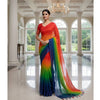 Georgette Saree – 12.5 Hands Length Lipstick Red With Cloud Burst Color. Factory Price - Save $25