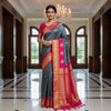 Gadwal Saree – Katan Silk Material Dark Grey Blue. Factory Price - Save $44