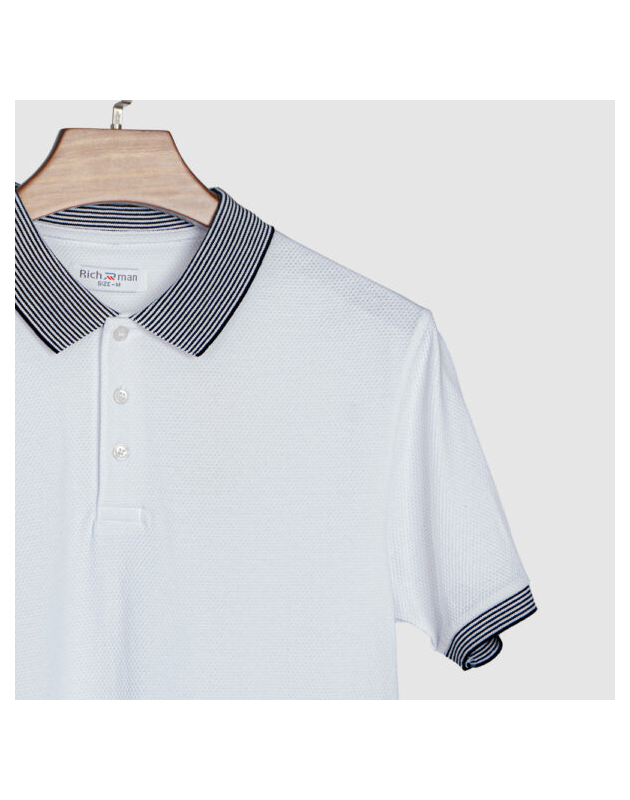 Richman White Color Solid Half Sleeve Polo Shirt