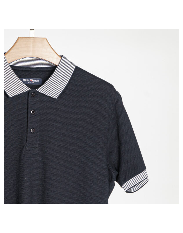 Richman Dark Navy Color Solid Half Sleeve Polo Shirt