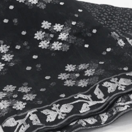 Black-Silver Jamdani Saree