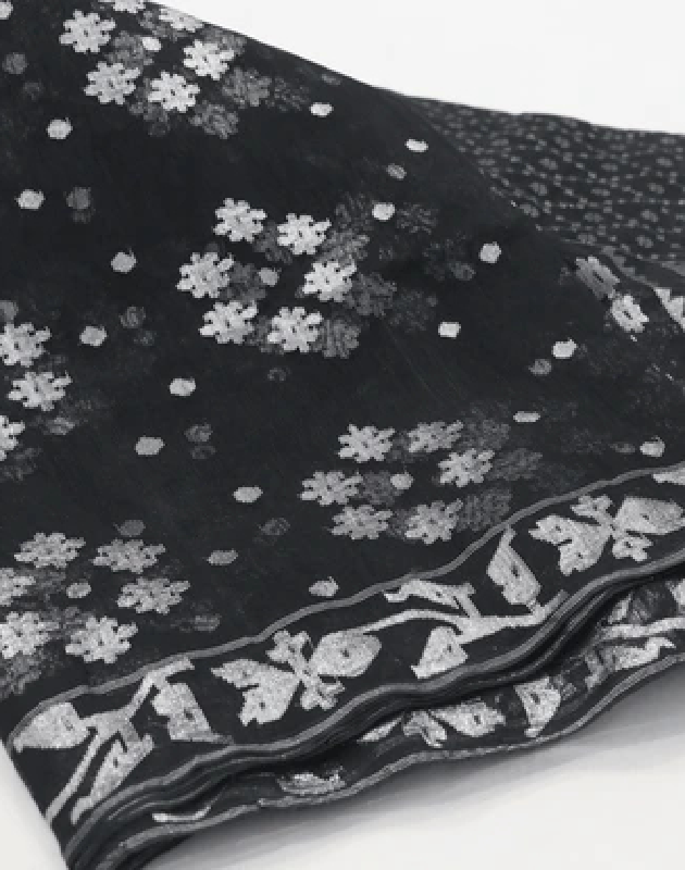 Black-Silver Jamdani Saree