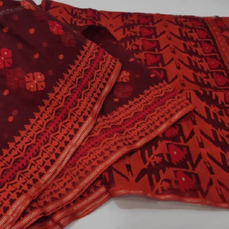 Red Jamdani Saree