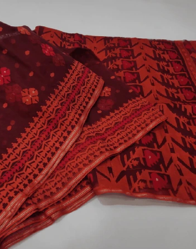 Red Jamdani Saree