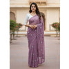 Premium Georgette Saree with Hand Embroidery Dusty Lavender Color, Lace Border & Matching Blouse Piece. Factory Price - Save $26