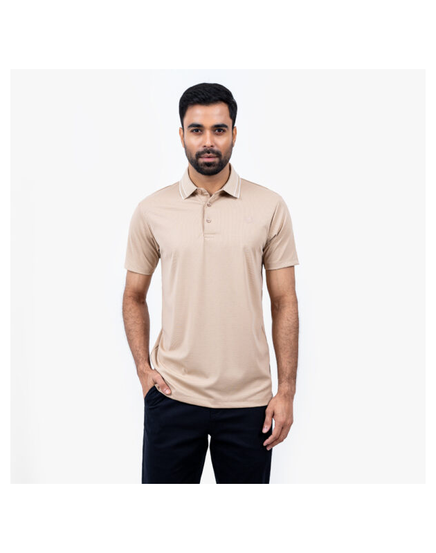 Richman Cream Color Solid Half Sleeve Polo Shirt