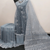 Jagged Ice-Silver Jamdani Saree