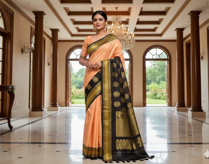 Gadwal Saree – Katan Silk Material Whiskey Color. Factory Price - Save $44