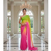 Georgette Saree – 12.5 Hands Length Avocado With Cerise Pink Color. Factory Price - Save $25