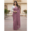 Premium Georgette Saree with Hand Embroidery Light Mauve Color, Lace Border & Matching Blouse Piece. Factory Price - Save $26