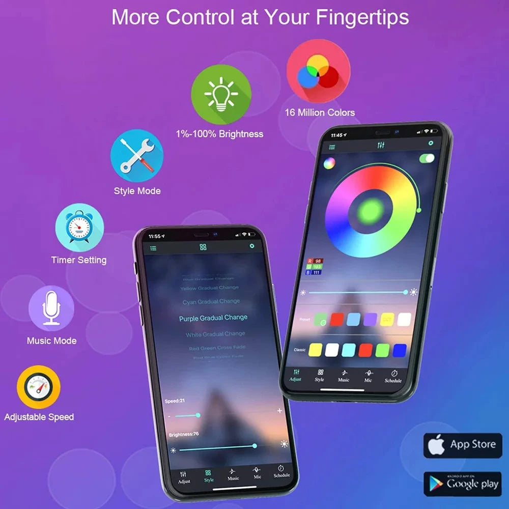 Bluetooth Smart LED Strip Lights – APP & Remote Control, TV Backlight, Home Decor