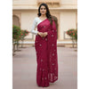 Premium Georgette Saree with Hand Embroidery Ruddy Pink Color, Lace Border & Matching Blouse Piece. Factory Price - Save $26