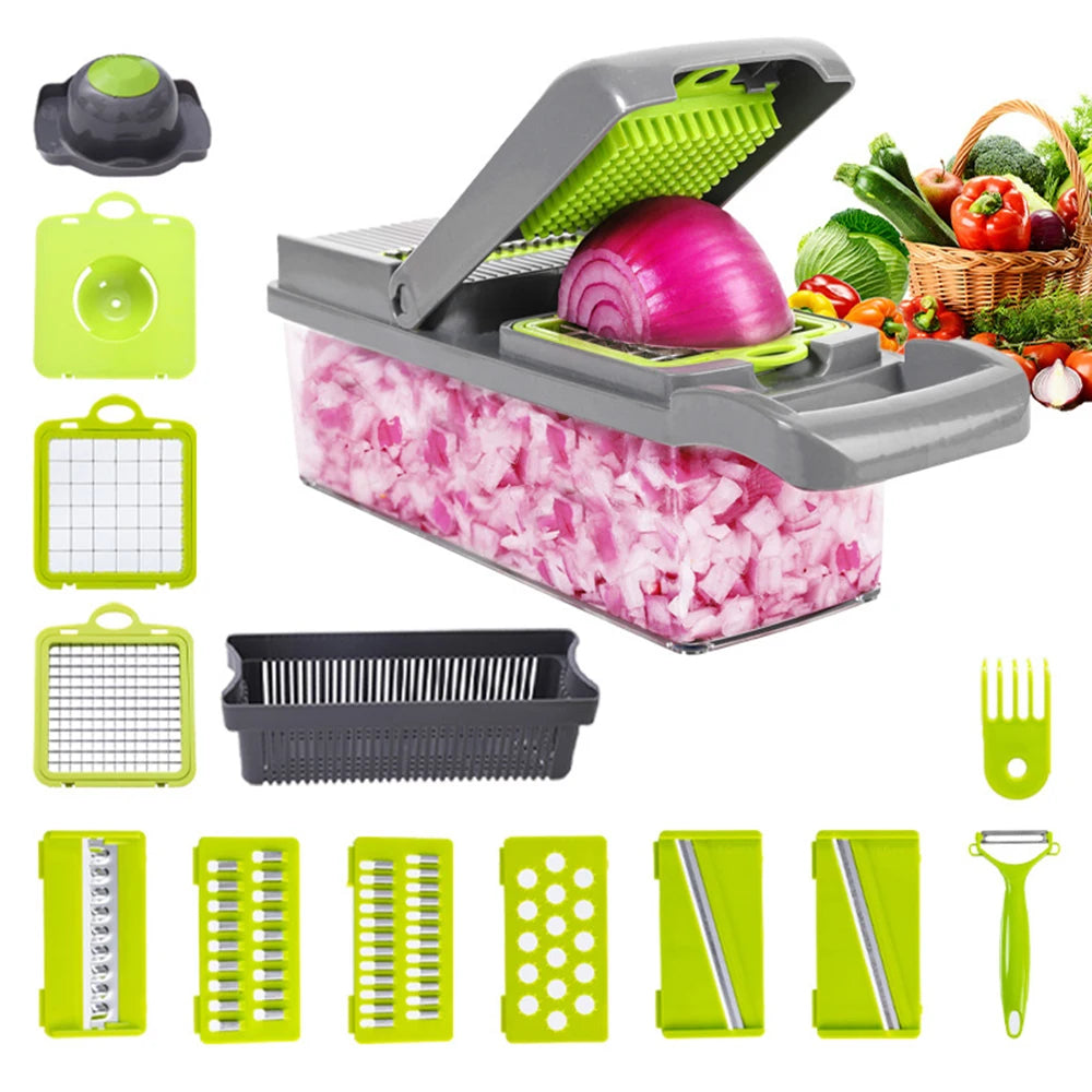 16 in 1 Multifunctional Vegetable Chopper Onion Chopper Handle Food Grate Food Chopper Kitchen tools Vegetable Slicer Dicer Cut