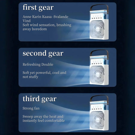 Portable 3-in-1 Air Cooler Fan – Spray Humidifier, LED Night Light, Timer