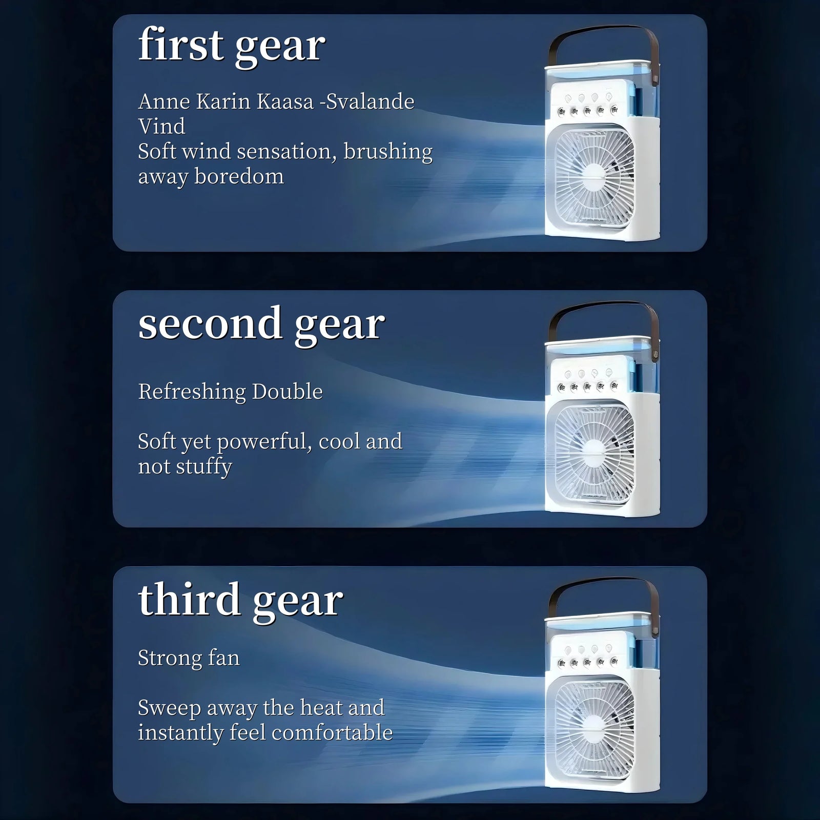 Portable 3-in-1 Air Cooler Fan – Spray Humidifier, LED Night Light, Timer