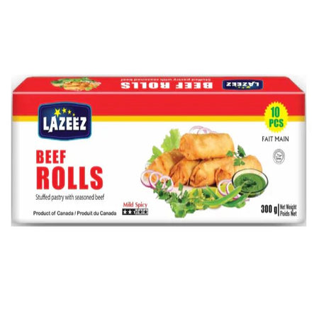LAZEEZ Beef Rolls 300gm (10pcs) - Product of Canada