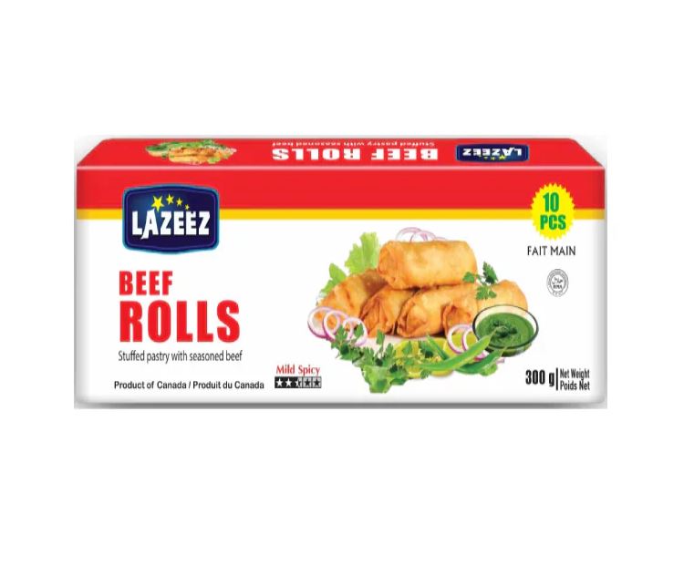 LAZEEZ Beef Rolls 300gm (10pcs) - Product of Canada